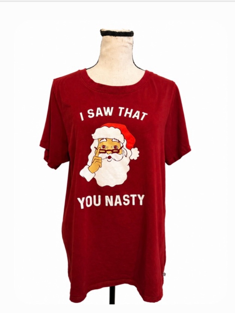 Tipsy Elves XL Christmas Santa Graphic TShirt Funny Holiday I Saw That You Nasty